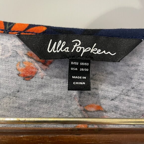 Ulla Popken Navy Foral 28/30 Women's Tunic Top 100% Cotton - Picture 4 of 7